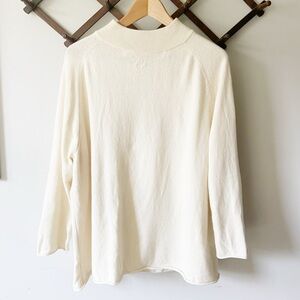 Eileen Fisher Cream Cashmere Mock Neck Sweater